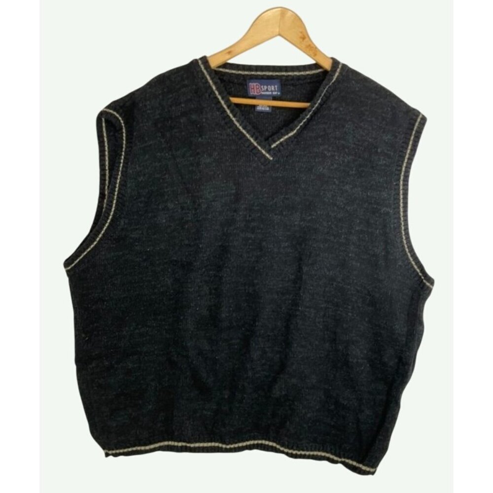 HB Sport Men's Gray  2XL Tall 100% Acrylic Sweater Vest Sleeveless